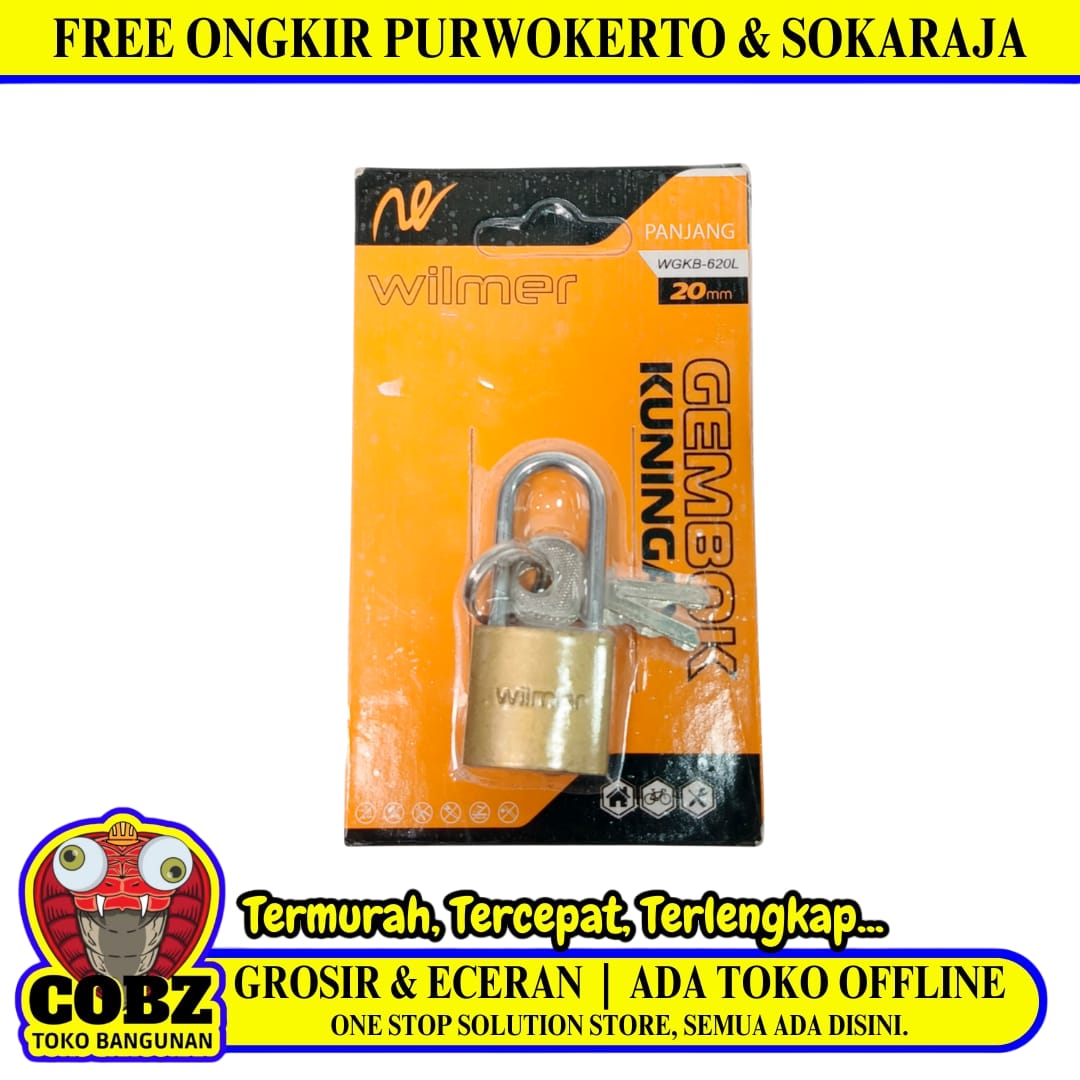 20 MM / WILMER WGKB-620L Gembok Pintu Pagar Padlock Anti Maling Leher Panjang