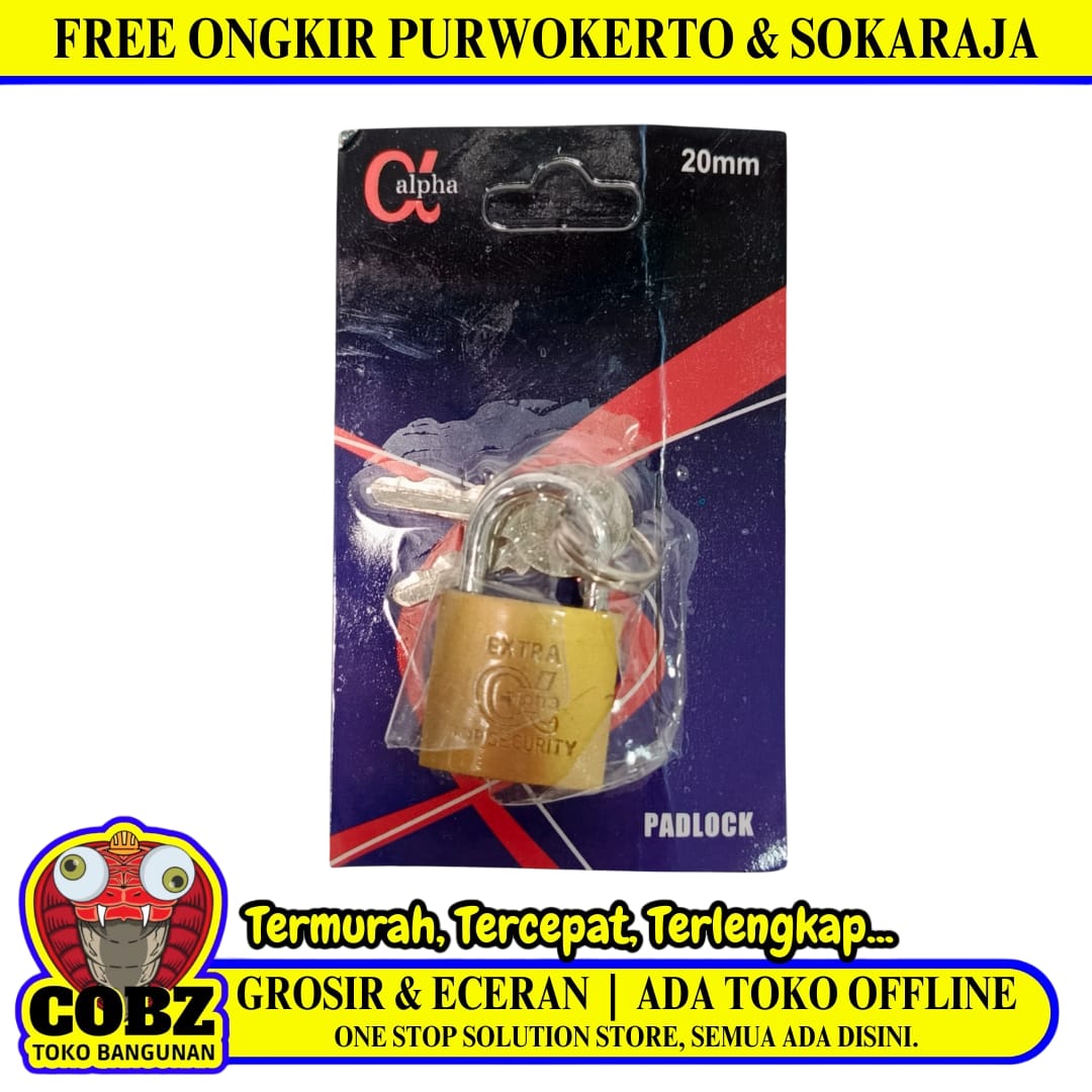 20 MM / ALPHA Gembok Pintu Pagar Padlock Anti Maling Leher Pendek