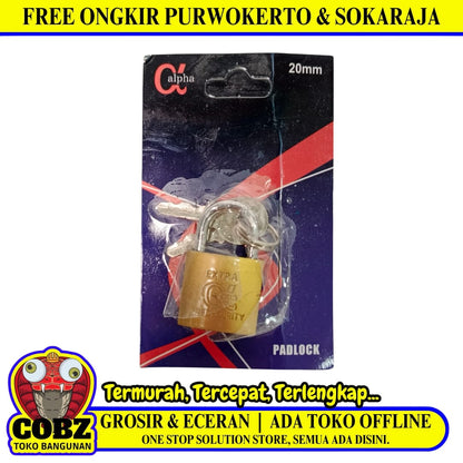 20 MM / ALPHA Gembok Pintu Pagar Padlock Anti Maling Leher Pendek