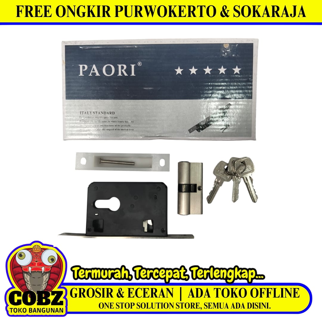 PAORI 4501 NB Slot Body Kunci Pintu Geser Lidah Mekar Sliding Door Set