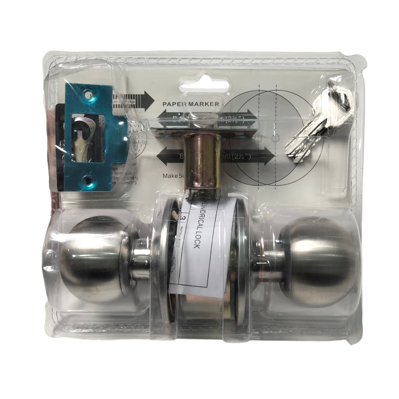 D 5 CM / ATS Kunci Handle Pintu Bulat Kamar Mandi Stainless Warna Set