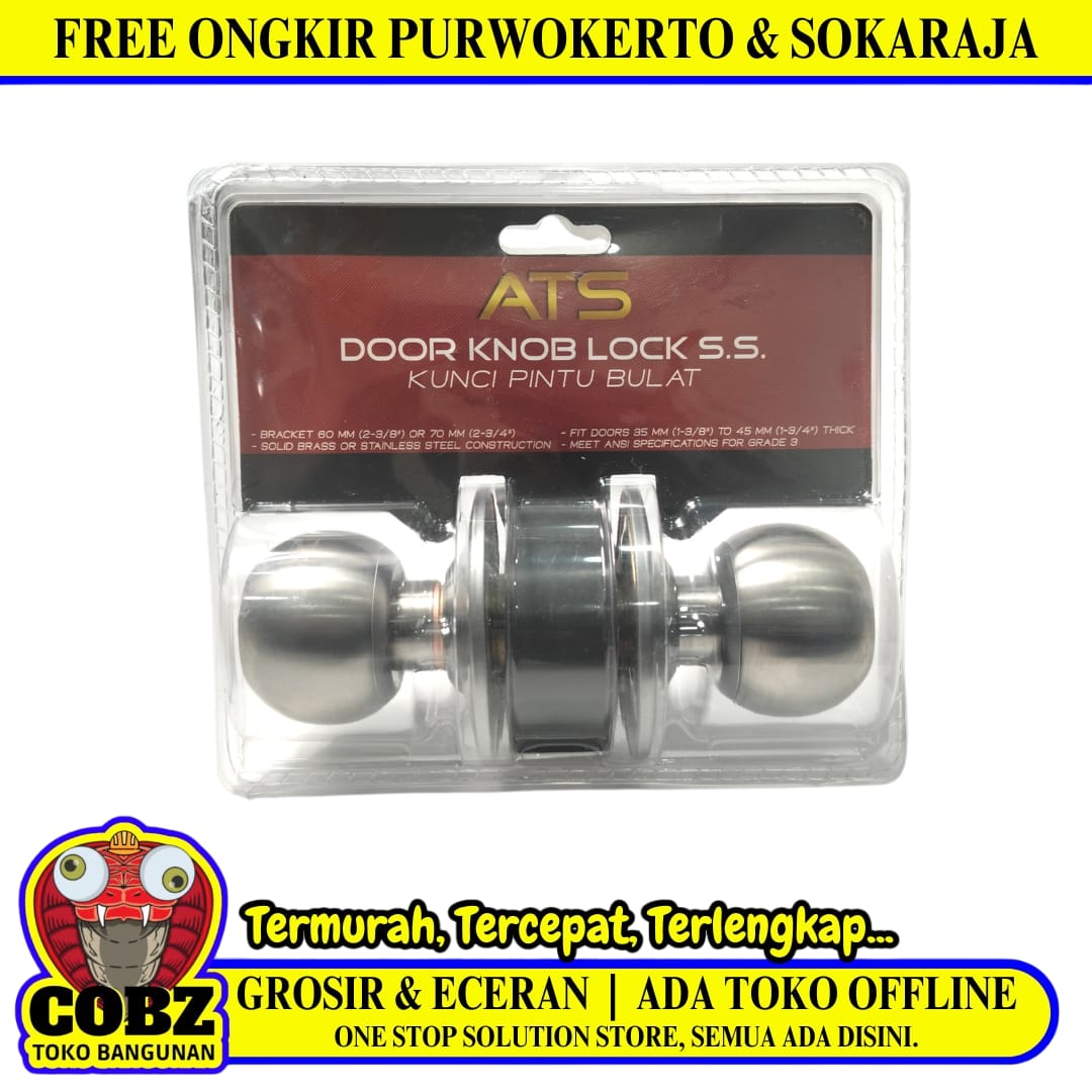 D 5 CM / ATS Kunci Handle Pintu Bulat Kamar Mandi Stainless Warna Set