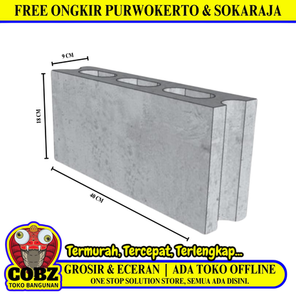 9 CM x 18 CM x 40 CM / TM Batako Pcs
