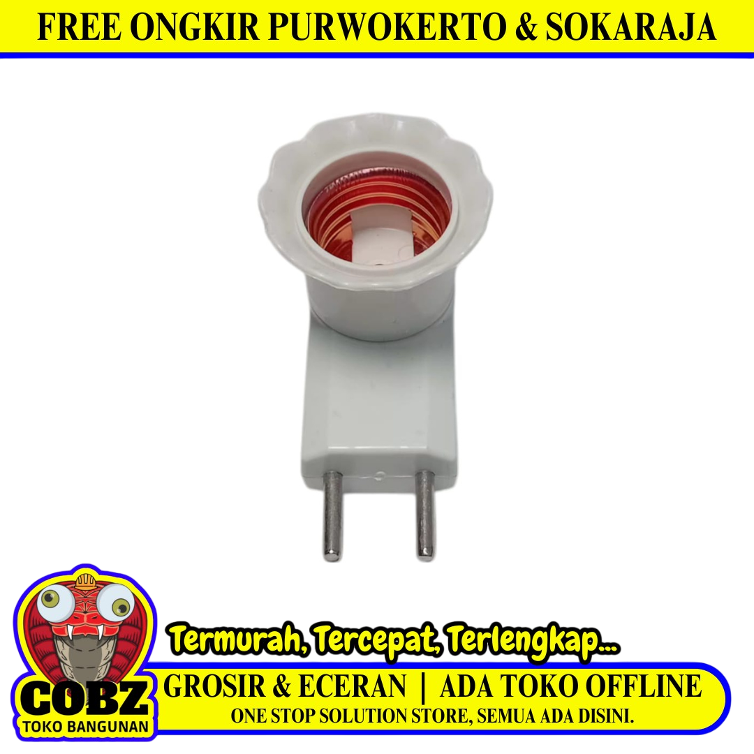 DEXICON Fitting Lampu Saklar Steker Colok Dinding Tidur + Switch Putih