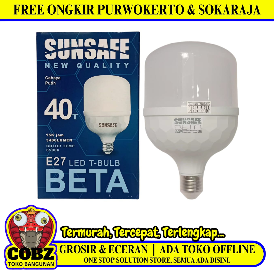 40 WATT / SUNSAFE LED Lampu Bohlam Bulb Putih