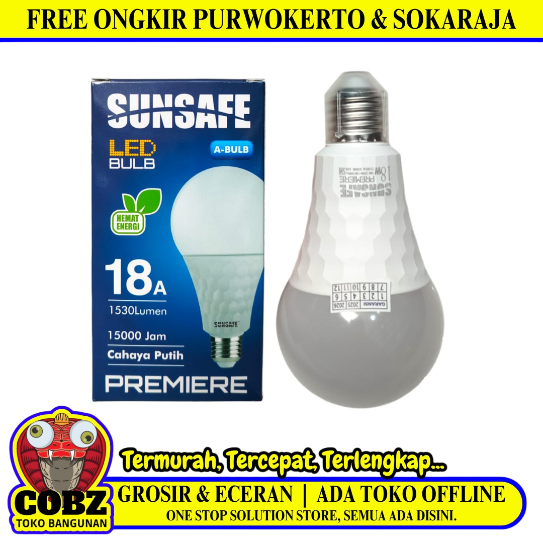 18 WATT / SUNSAFE PREMIERE LED Lampu Bohlam Bulb Moto Putih