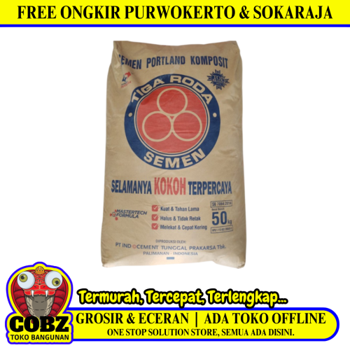 50 KG / TIGA RODA Semen Abu Abu SNI Sak