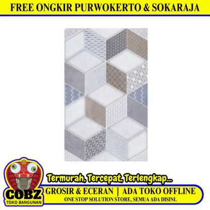 25 CM x 40 CM / UNO TITAN Keramik Dinding Kamar Mandi Glossy Grey Dus