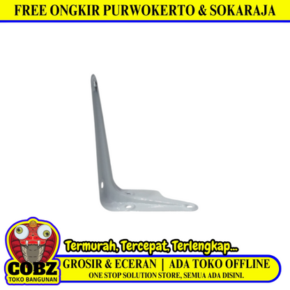 3 IN x 4 IN / TM Siku Rak L Shelf Brackets Penyangga Putih Tipis