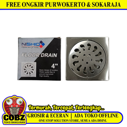 4 IN /  NISHIO Saringan Got Leher Pendek Floor Drain Stainless