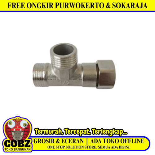 1/2 IN / TM Nepel Tee Drat Luar Dalam Kran Kloset Stainless