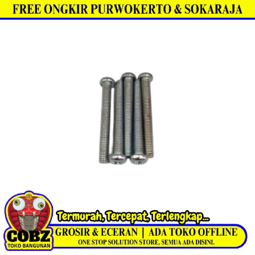 M 3 x 20 MM / TM Baut JP Kepala Pentol Bulat Plus Putih Biji