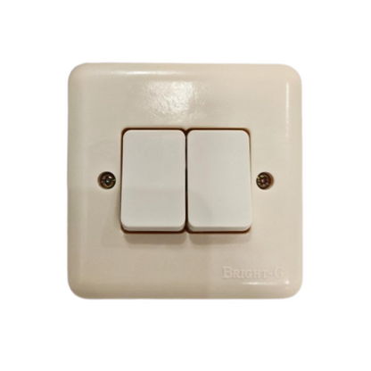 BRIGHT-G  Saklar Ganda Double Seri 2 Gang Tanam IB Inbow Cream
