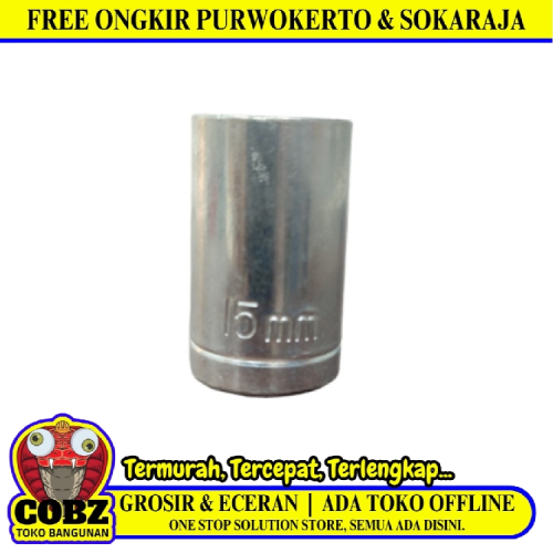 6 PT x 1/2 IN x 15 MM / TM Mata Kunci Sok Shock Socket Chrome