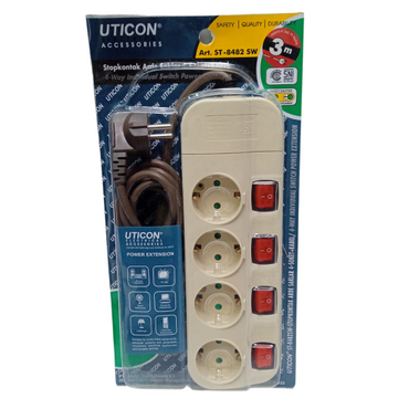 4 LB x 300 CM / UTICON Stop Kontak terminal Colokan Kabel + Switch