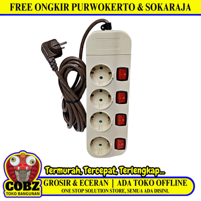 4 LB x 300 CM / UTICON Stop Kontak terminal Colokan Kabel + Switch