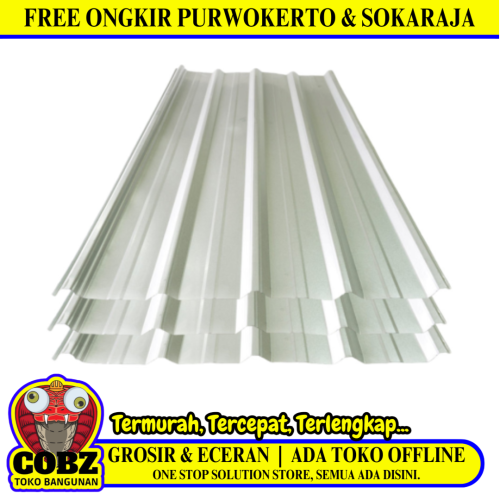 0.3 MM x 75 CM x 5 M / TM Spandek Galvalum Gelombang Besar Lembar