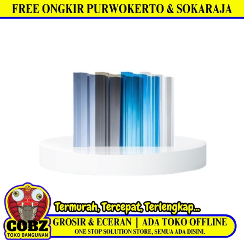 0.8 MM x 840 MM x 1.8 M / SOLARTUFF GRECA Atap U PVC Gelombang Kecil Blue Lembar