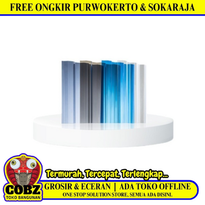 0.8 MM x 840 MM x 1.8 M / SOLARTUFF GRECA Atap U PVC Gelombang Kecil Blue Lembar