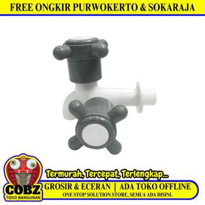 1/2 IN / DOLPHIN Kran Air Cabang Double Shower Mesin Cuci PVC