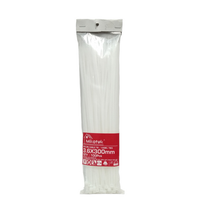 3.6 MM x 300 MM / MIKOTEK Kabel Cable Ties Tali Ripet 30 CM Putih Pack