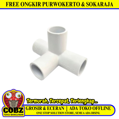1/2 IN / TM Tee 4 Way 90 Derajat Fitting Pipa Hidroponik PVC Pcs