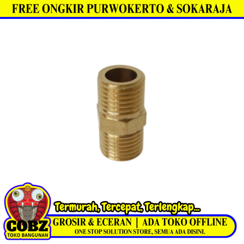 1/4 IN / TM Double Nepel Drat Luar Nipple Male Outer Kuningan