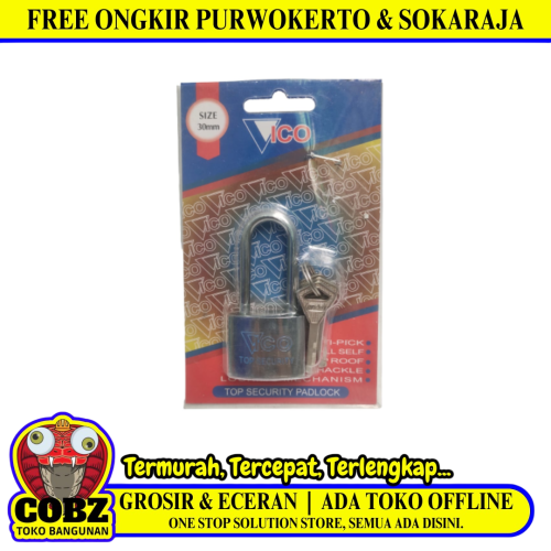 30 MM / VICO Gembok Pintu Pagar Padlock Anti Maling Leher Panjang