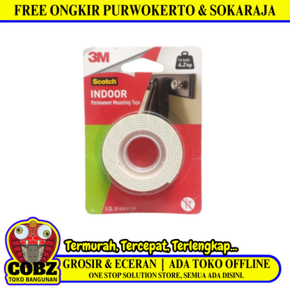 12 MM / 3M SCOTCH Isolasi Bolak Balik Busa Double Foam Tape Putih