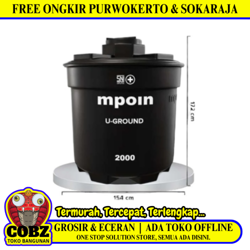 2000 L / MPOIN + UGROUNDUG2000 Water Torrent Tangki Tandon Air PVC Silver Stone + Acc Set