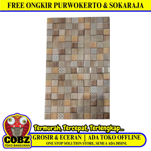25 CM x 40 CM / UNO ONYX Keramik Dinding Kamar Mandi Glossy Brown Dus