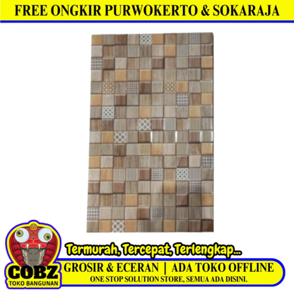 25 CM x 40 CM / UNO ONYX Keramik Dinding Kamar Mandi Glossy Brown Dus