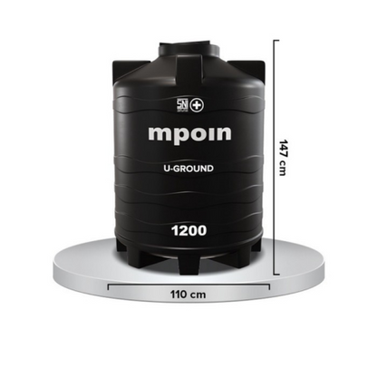 1100 L / MPOIN + U GROUND UG 1200 Water Torrent Tangki Tandon Air PVC Black + Acc Set