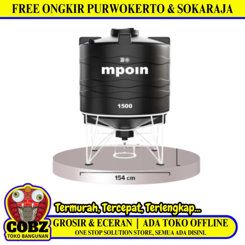 1500 L / MPOIN + DRAIN D 1500 Water Torrent Tangki Tandon Air PVC Sand + Acc Set