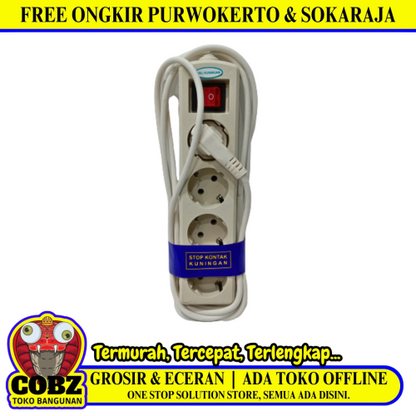 4 LUBANG x 300CM/KAWACHI STEELE Stop Kontak Colokan Terminal Kabel 3 M