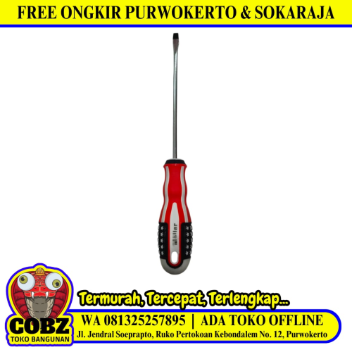 6 IN / MOLLAR Obeng Screwdriver One Way Minus Gagang Karet