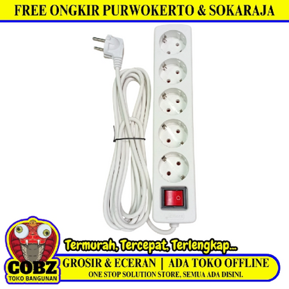 5 LUBANG x 500 CM / KAWACHI Stop Kontak Colokan Terminal Kabel 5 M
