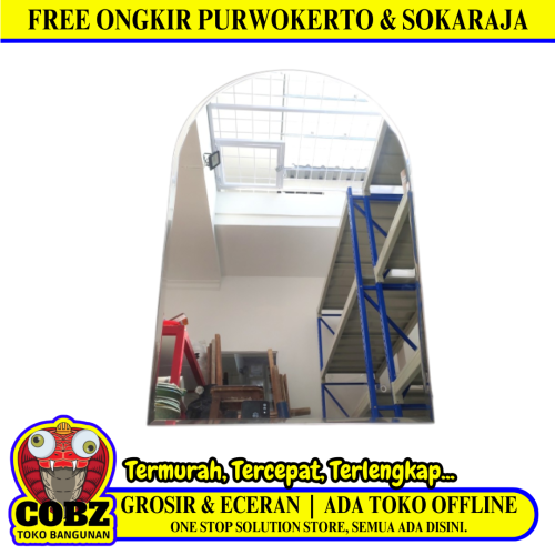 40CM X 60CM / GRAGE Cermin Wastafel Kaca Kamar Mandi 1/2 Bulat Set
