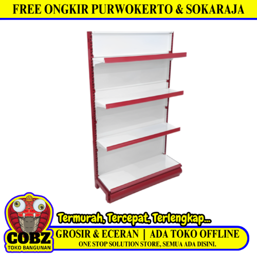 SB 30 CM x L 90 CM x 155 CM / TM RD 8 Rak Minimarket Gondola Single Starting Merah Putih Set