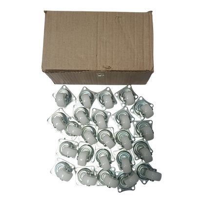 1 IN / NSK Roda Hidup Trolly Bentuk Plat 25 MM Nylon Putih 24 Pcs Dus