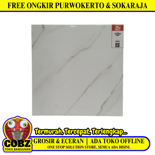 40 CM x 40 CM / ASIA TILE VICTORIA Keramik Lantai Rumah Glossy Grey Dus