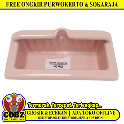 22 CM x 11 CM x 7.2 CM / DUTY SH - 22 Tempat Sabun Tanam Dinding Keramik Pink