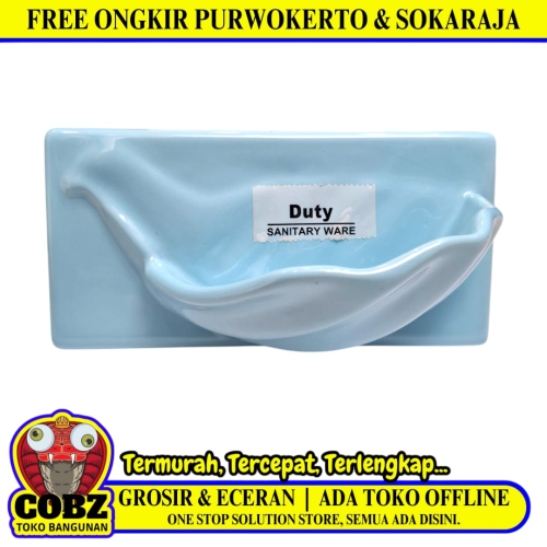 22 CM x 11 CM x 12 CM / DUTY Tempat Sabun Tanam Dinding Keramik Blue