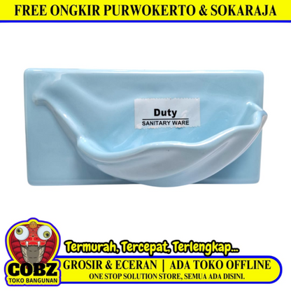 22 CM x 11 CM x 12 CM / DUTY Tempat Sabun Tanam Dinding Keramik Blue