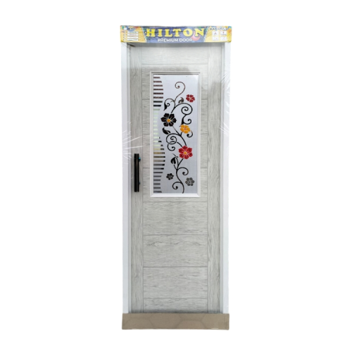 9 CM x 68 CM x 198 CM / HILTON PPintu Kamar Mandi PVC Cream + Cermin Set