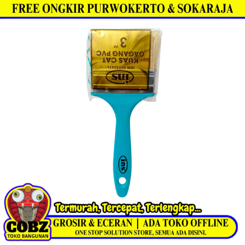 3 IN / INS Kuas Cat Tembok Kayu Besi Air Acyrlic Paint Brush