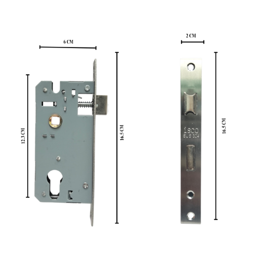 ISCO MU06 SN/CP Handle Door Lock Tarikan Handle Kunci Pintu Tanggung Set