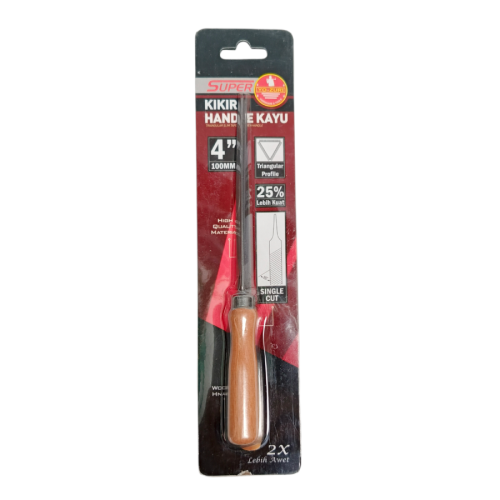4 IN / YO-ZURI Kikir Besi Asah Needle Files Segitiga Gagang Bahan