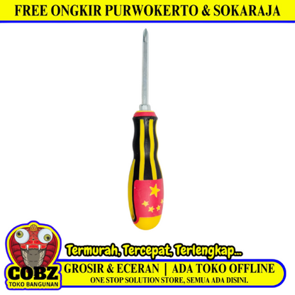 4 IN / F 7013 Obeng Screwdriver Two Way Bolak Balik Plus Minus 2 In 1 Gagang Bahan