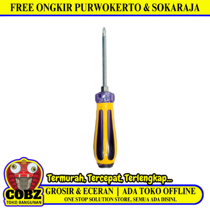 4 IN / COBZ Obeng Screwdriver Two Way Bolak Balik Plus Minus 2 In 1 Gagang Bahan